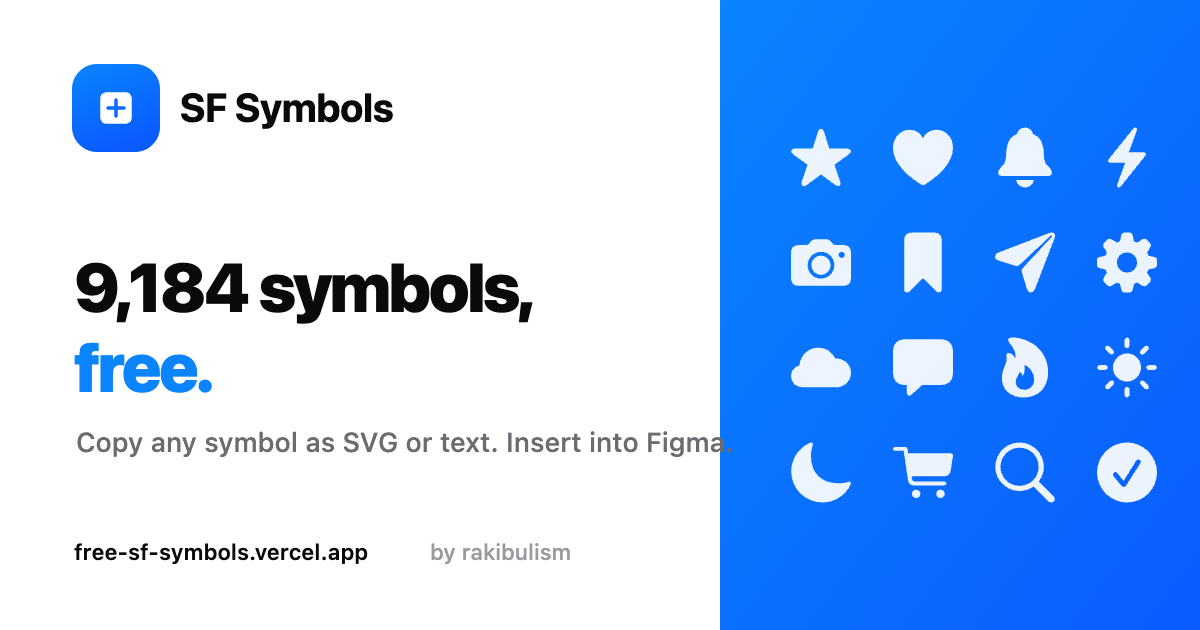 SF Symbols — 9,184 symbols, free.